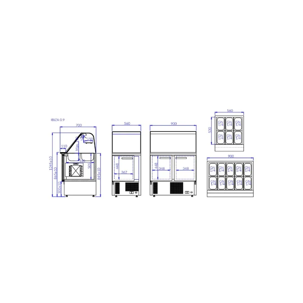 Salad bar IBIZA 900 mm