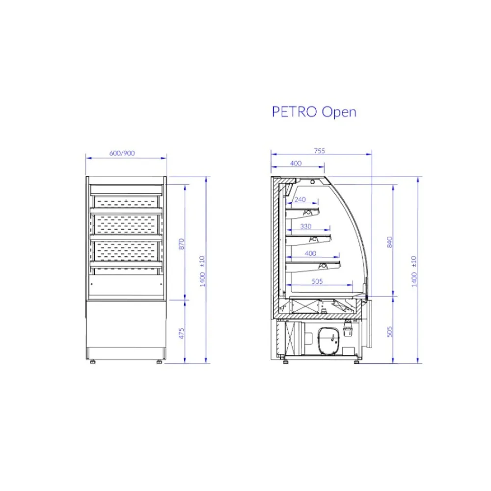 Confectionery showcase PETRO OPEN 600 mm