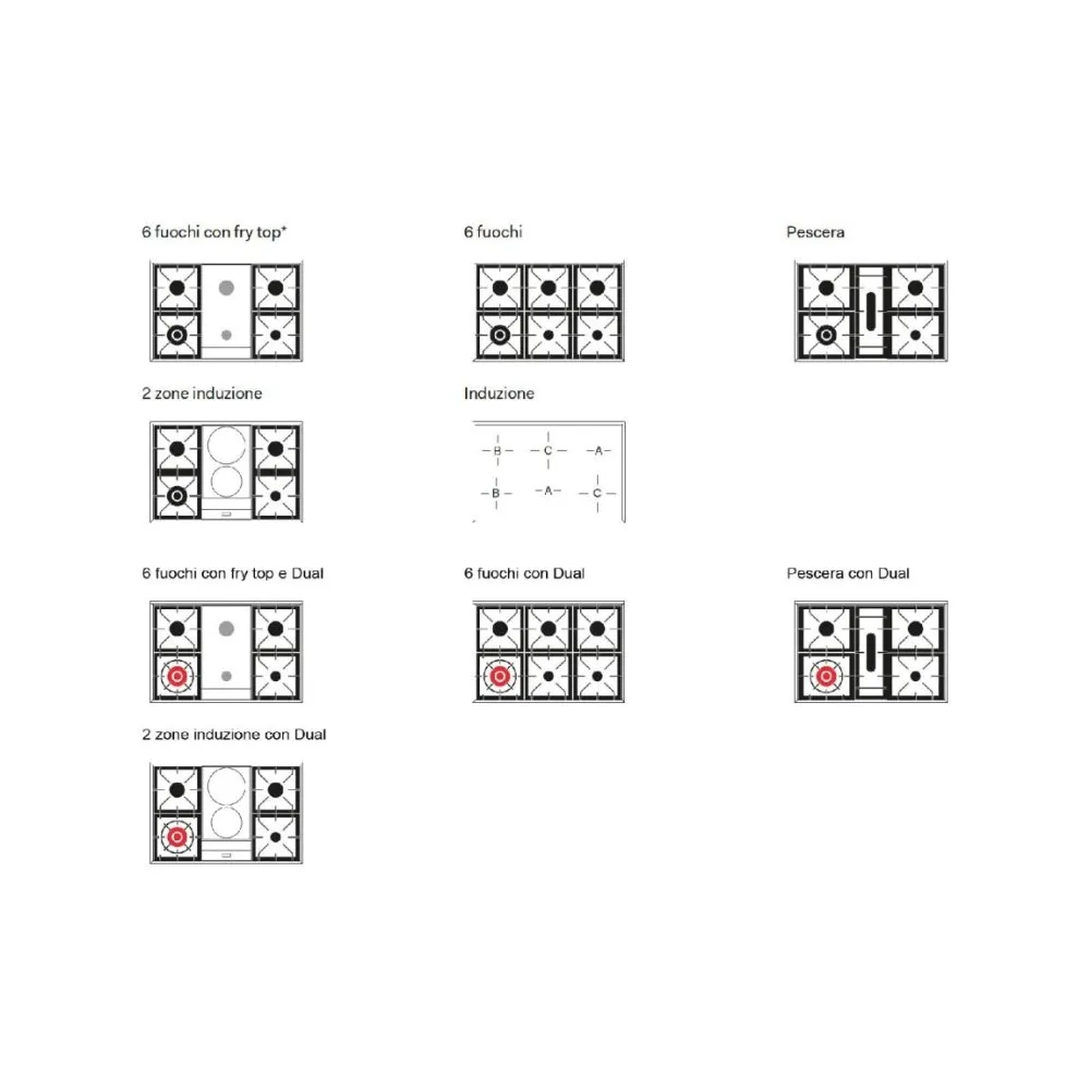 Range cookers  Nostalgie PD09FNE3 6 burners with fry top