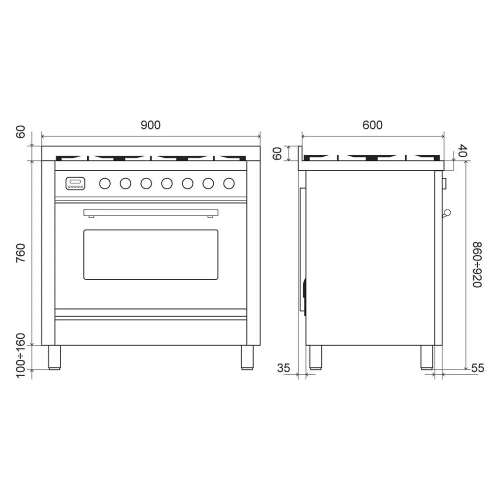 Cooker with oven Professional Plus 90 cm PI096WE3 induction