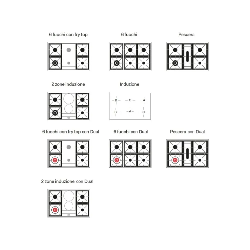 Stove with oven Professional Plus 900 mm  PD09IWE3 4 burners+2 induction