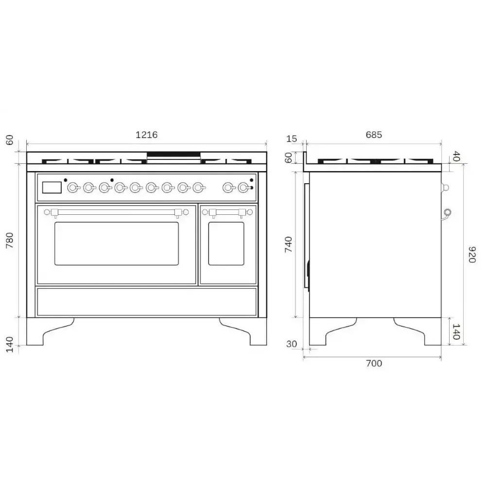Ilve MI127NE3 120cm Induction Range Cooker