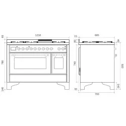 Ilve Majestic M12FIDNE3 120cm 4 burners+double induction zone+double cooking zone