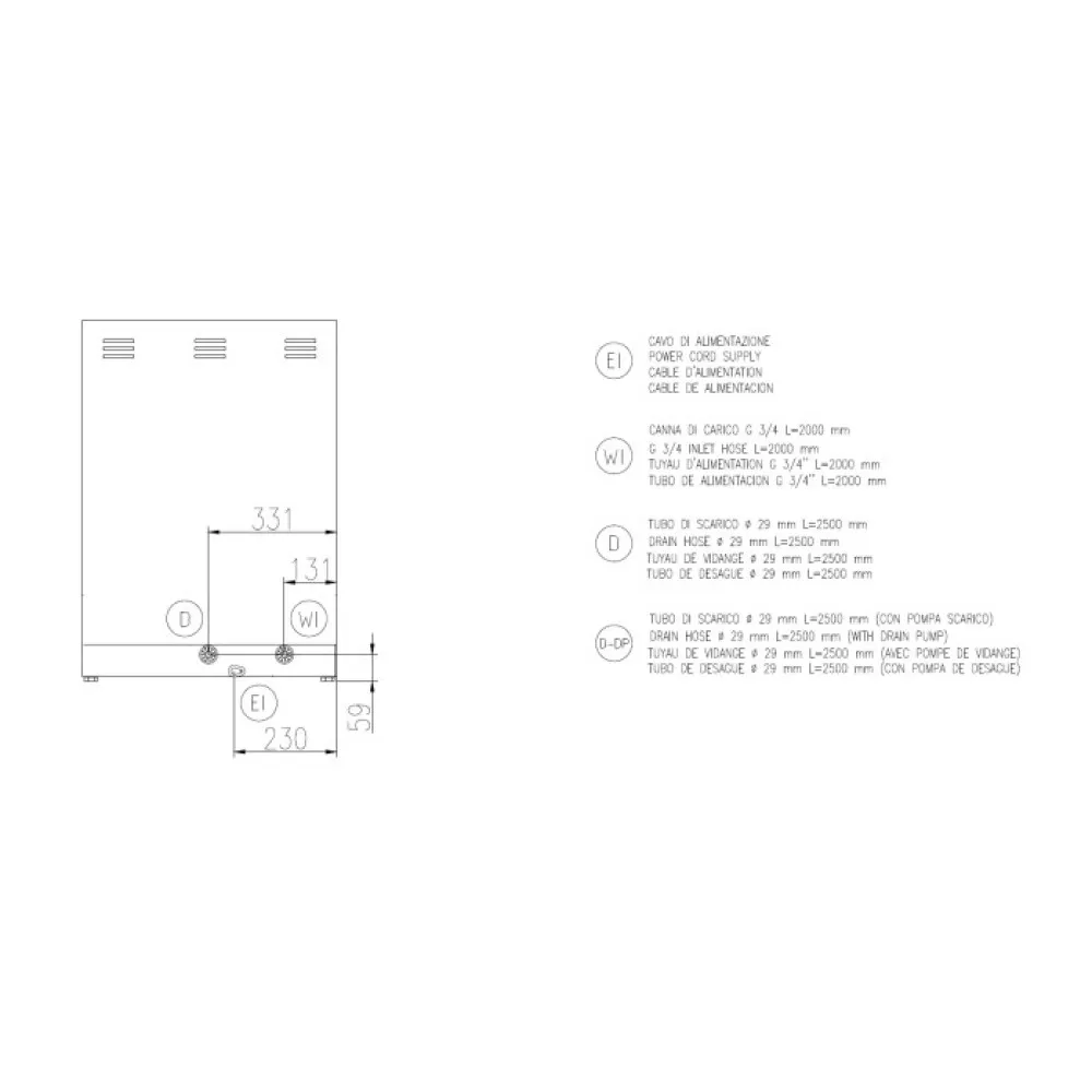 Dishwasher, 500x500mm, FK 50 E M