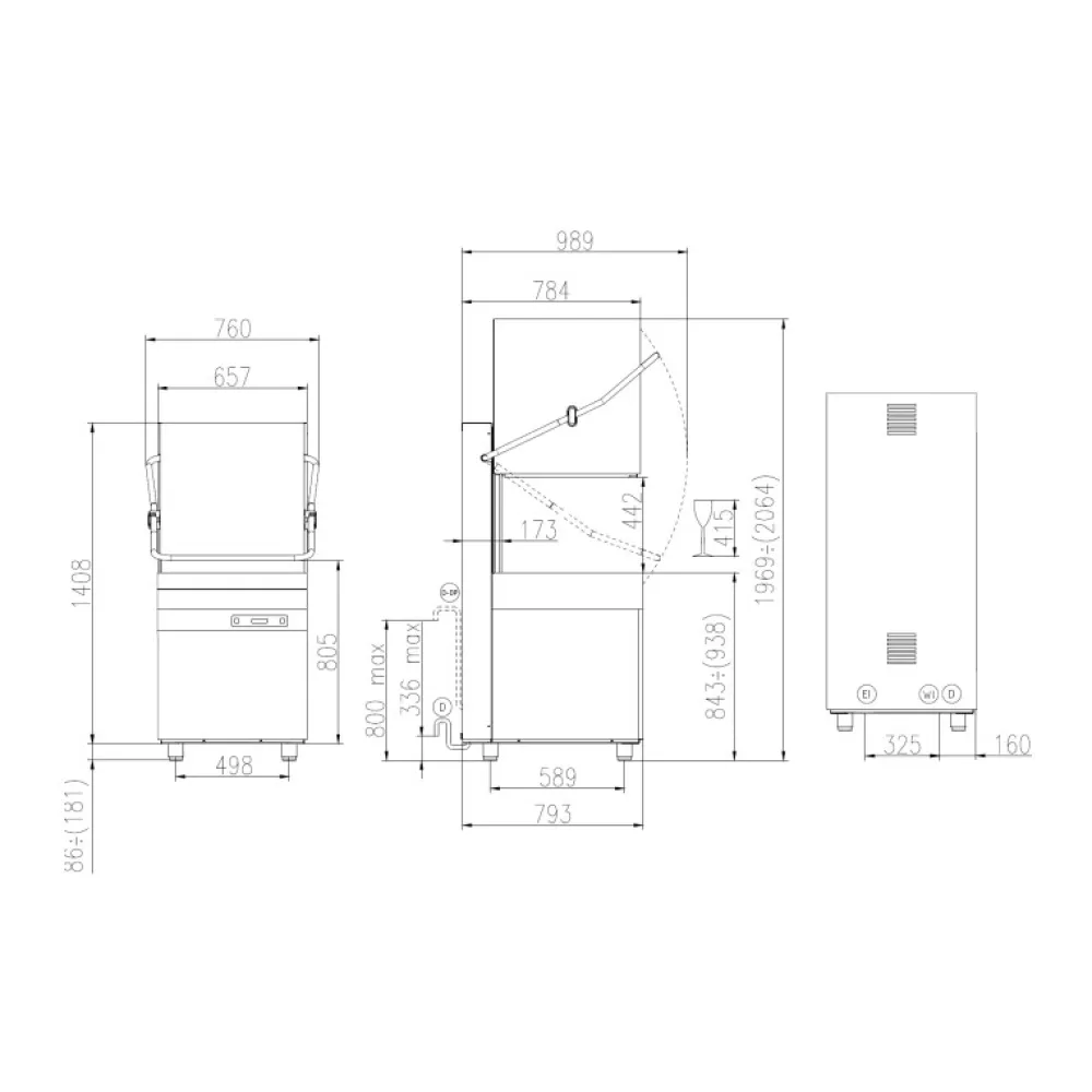 Dome dishwasher, 500x500mm, HK 1200 E PRS
