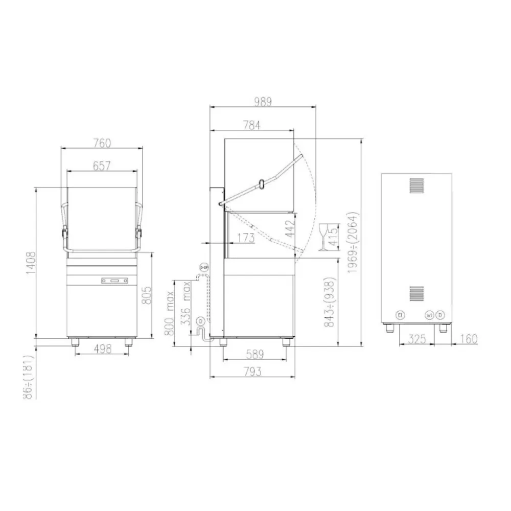 Dome dishwasher, 500x500mm, HK 1200 E