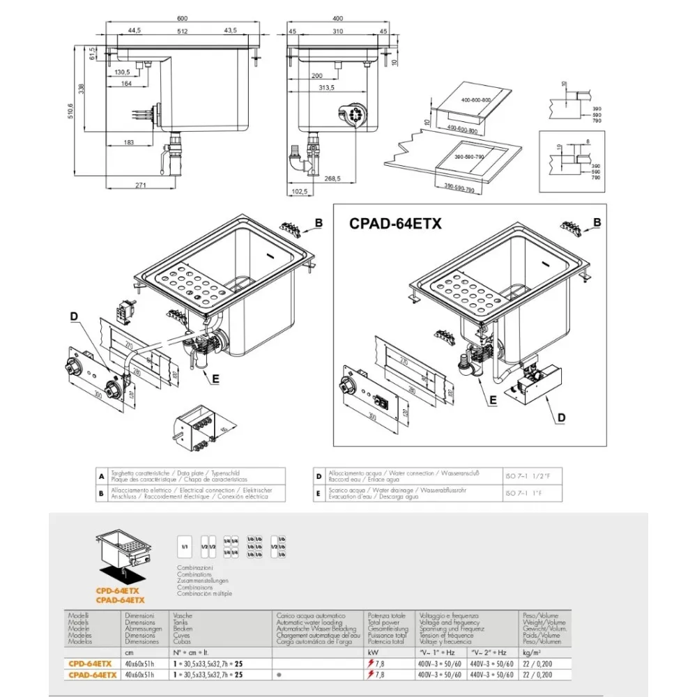 Electric pasta cooking machine 40 l CPD-84ETX