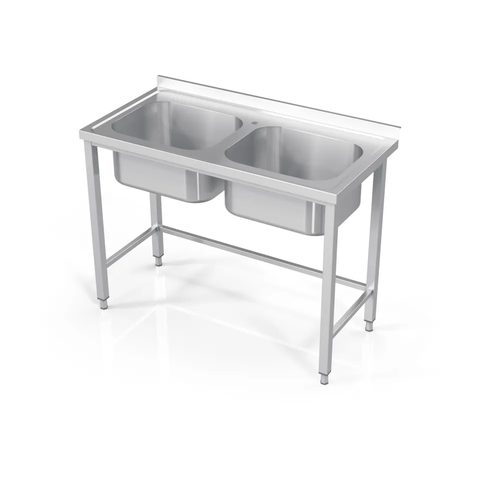 Metal table with 2 sink without self 2000