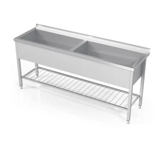 Double pot sink with grid rack