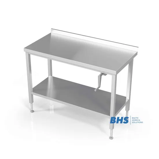 Table with adjustable height with shelf