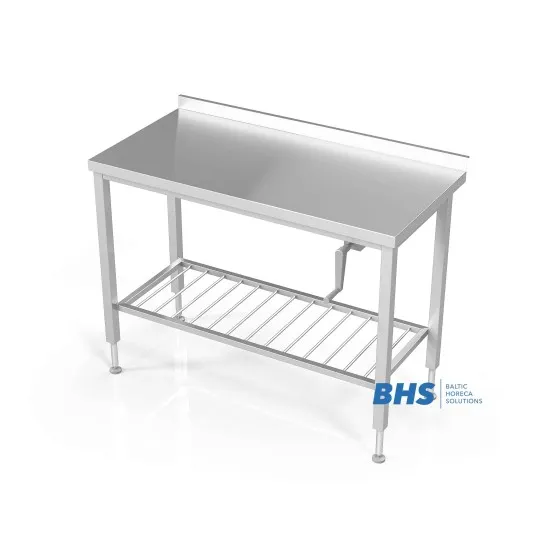 Table with adjustable height with grid shelf