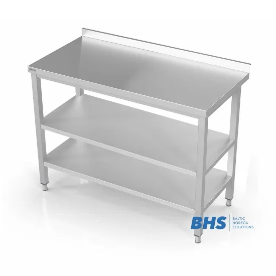 Metal table with two shelves