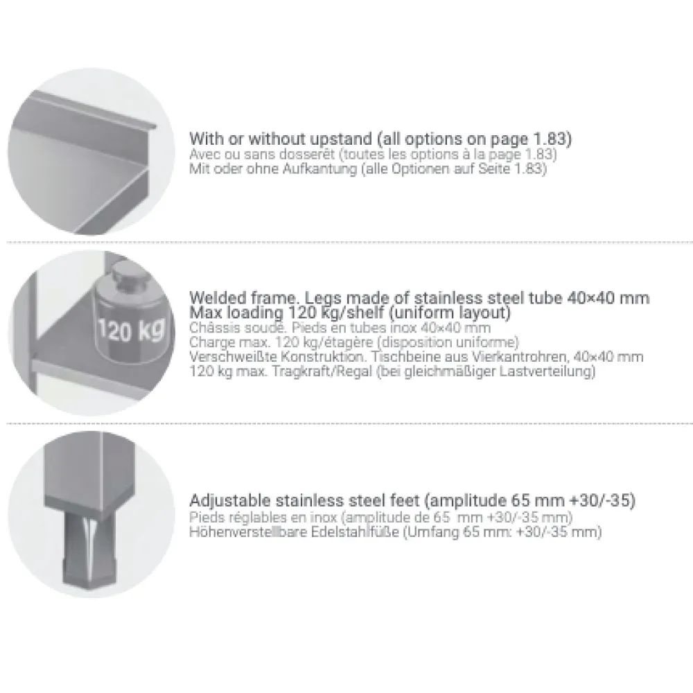 Metal table with two shelves 2200