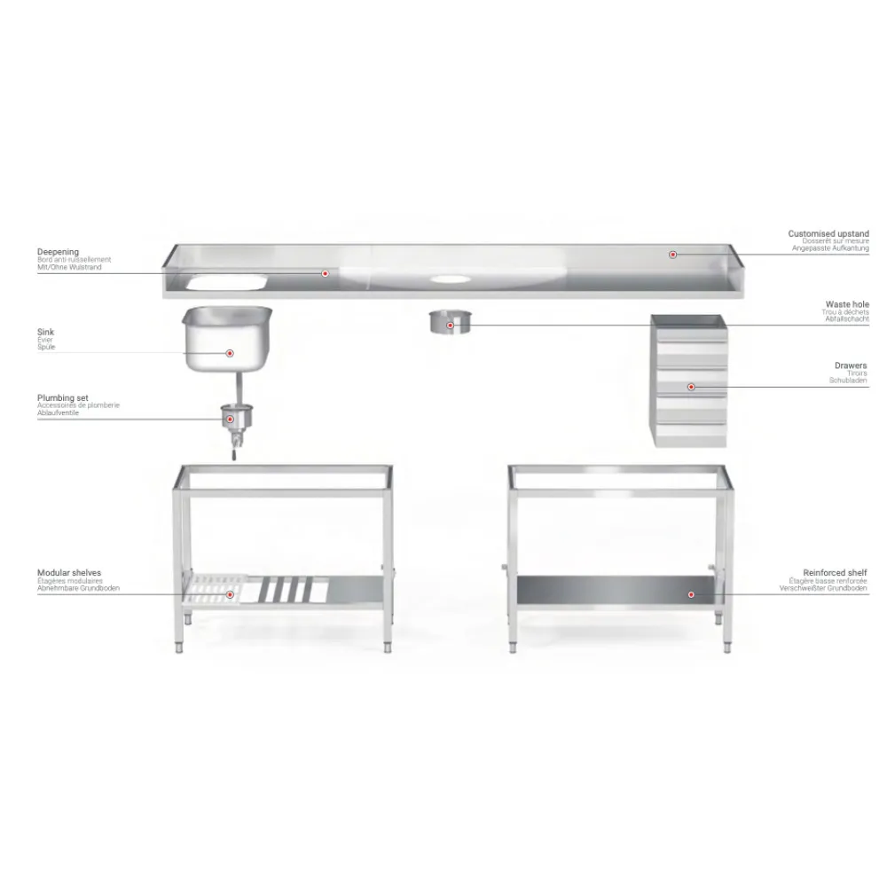 Metal table with two shelves 2200