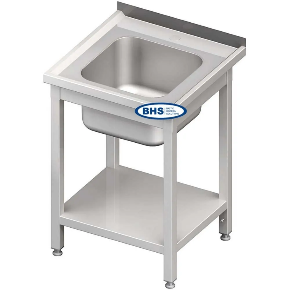 Metal table with sink and shelf 700