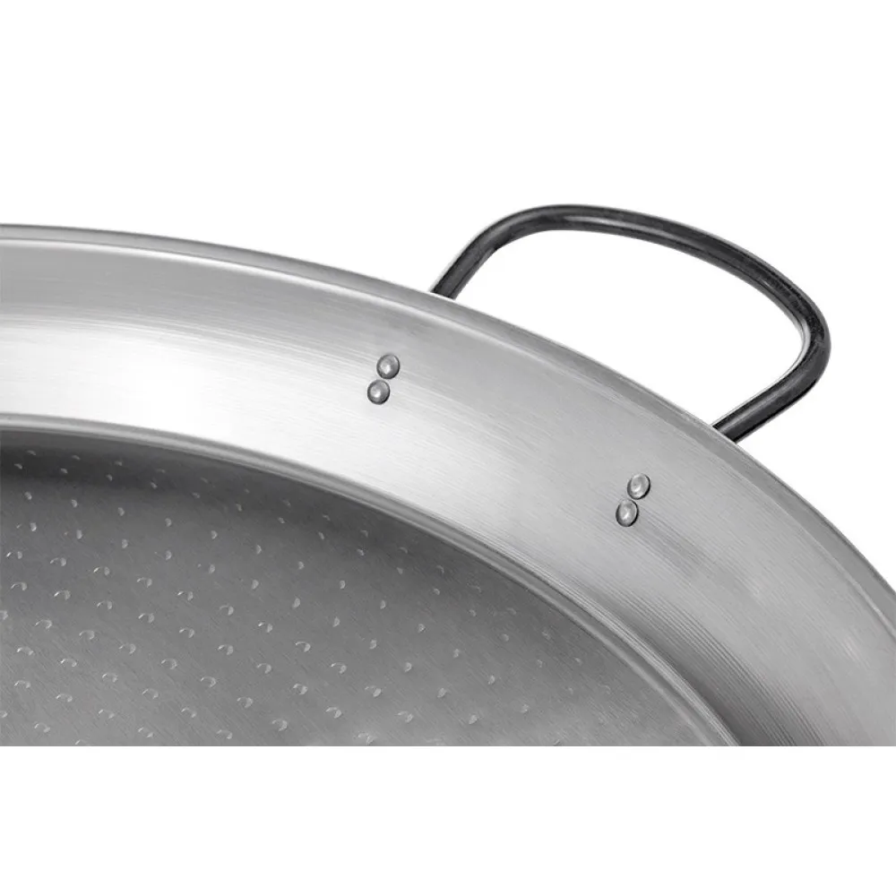 Paella pan from polished steel 80 cm