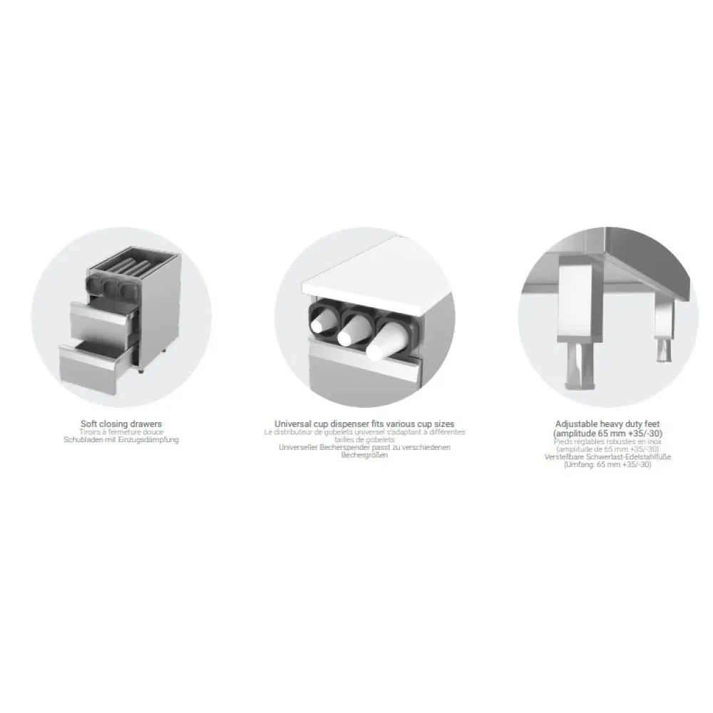 Module with Cup Dispensers with drawers 650 mm