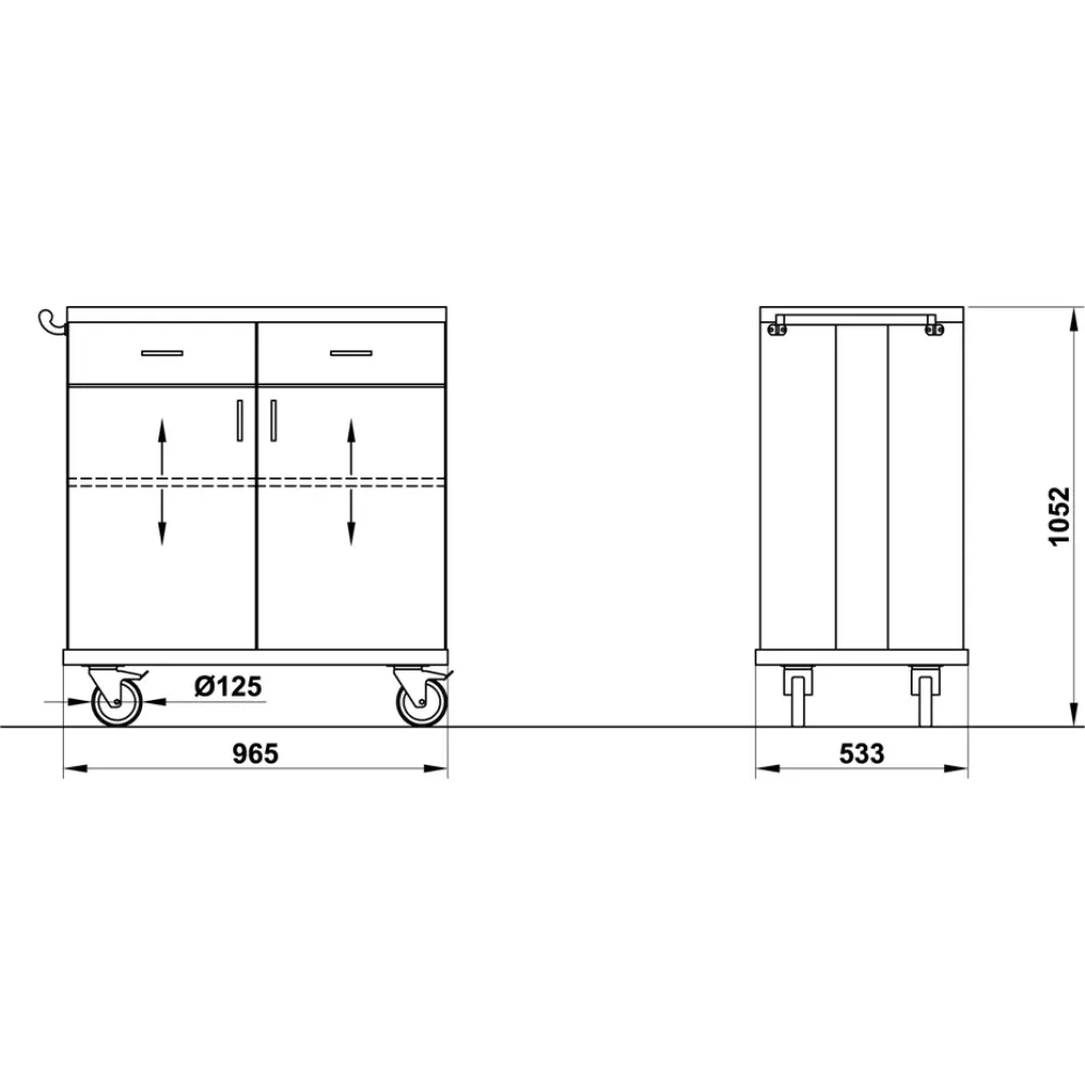 WAITERS STATION ON CASTORS ALKOR2CH B/R