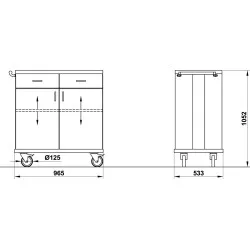 WAITERS STATION ON CASTORS ALKOR2CH B/R