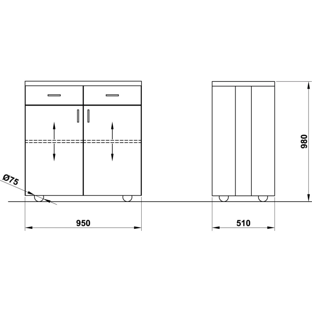 WAITERS STATION ON CASTORS ALKOR2B