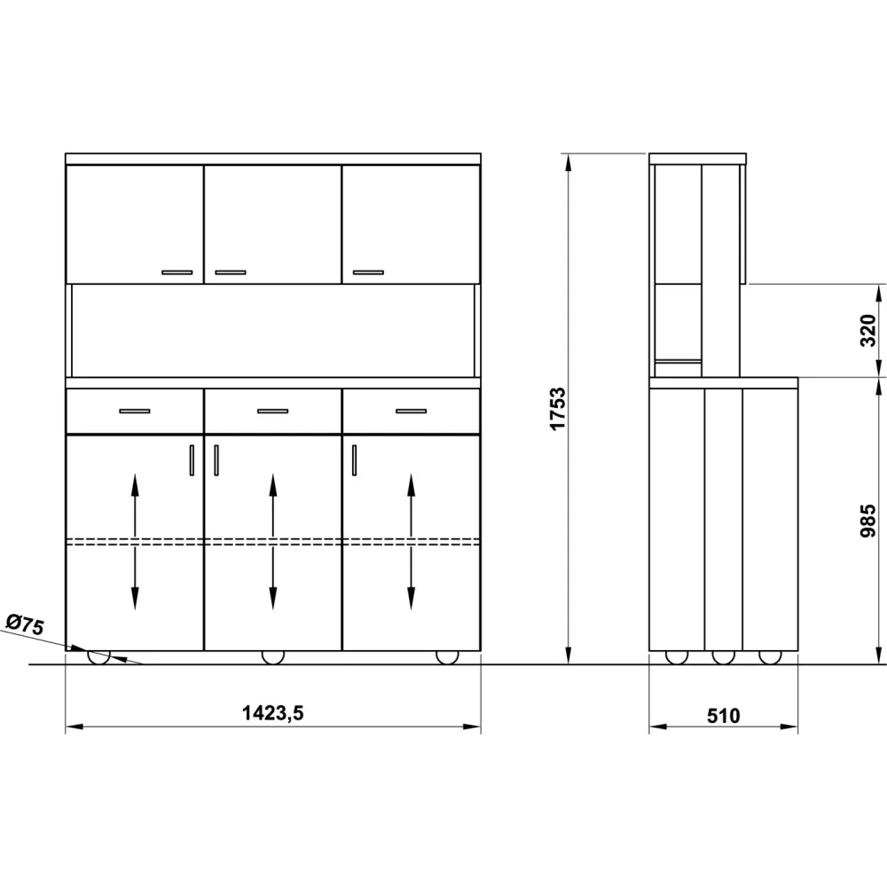 WAITERS STATION ON CASTORS ALKOR3CH B/R