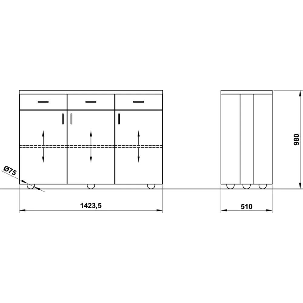 WAITERS STATION ON CASTORS ALKOR3B
