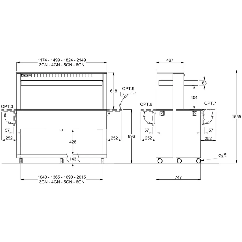 HEATED BUFFET ATHENA 3 BM/W