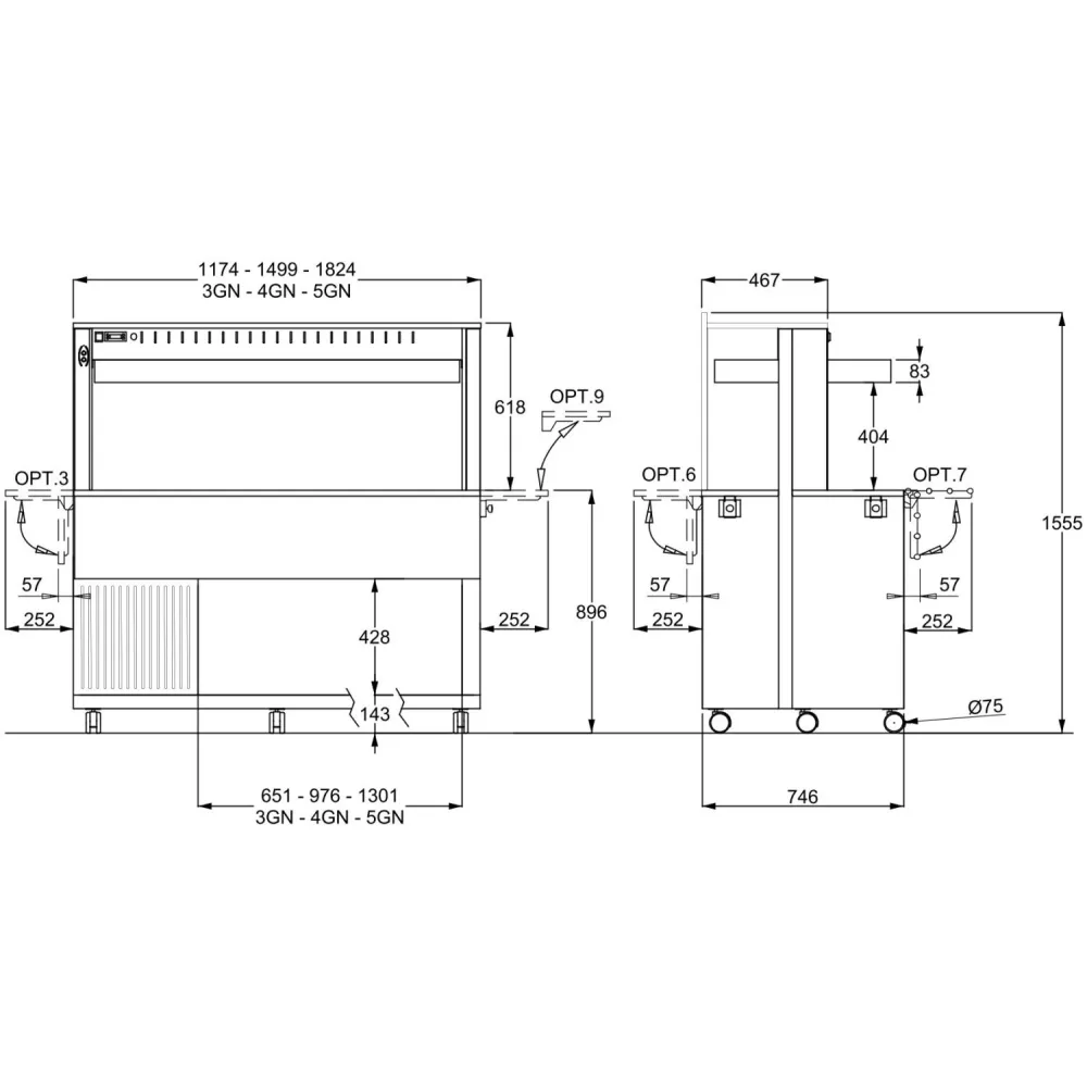 REFRIGERATED COUNTERTOP BUFFET ATHENA 4 PR/M W