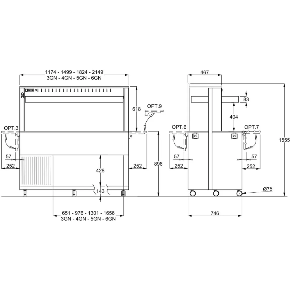 REFRIGERATED BUFFET ATHENA 5 R/W