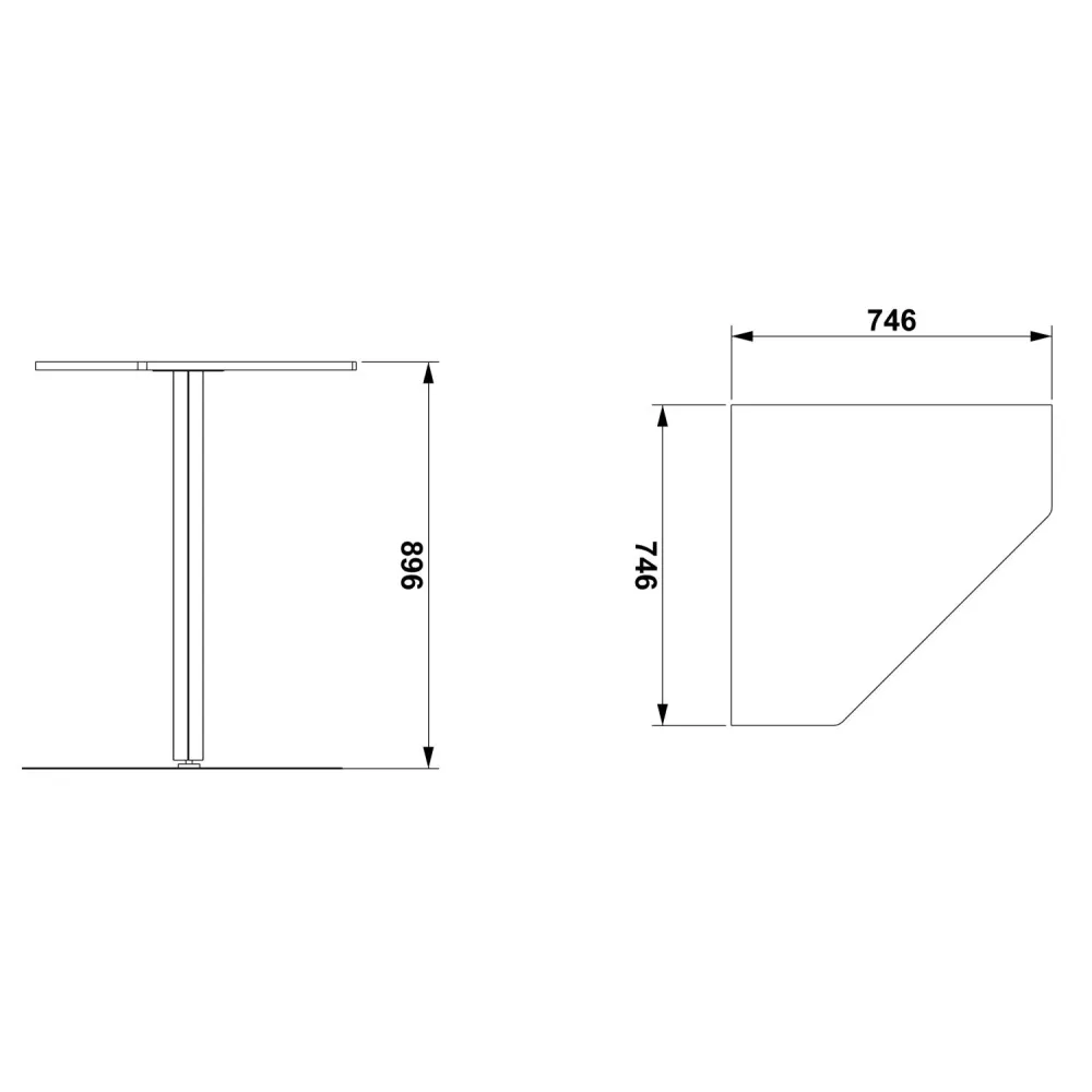 CORNER MODULE 90° WITH A LEG AND UPPER WOODEN SHELF ATHENA A 90-1