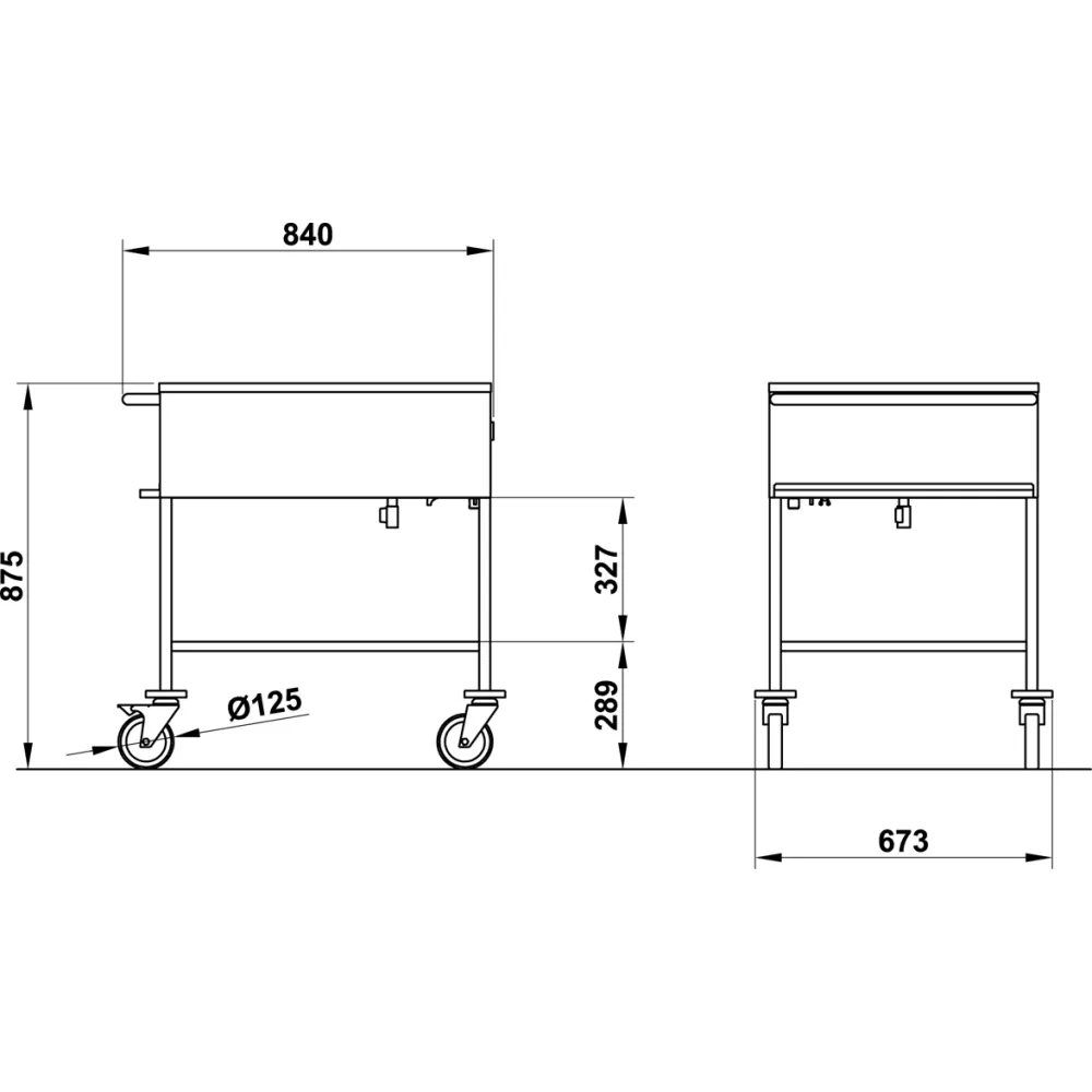 STAINLESS STEEL BAIN MARIE THERMIC TROLLEY CAPRICORNO 2GN 1/1
