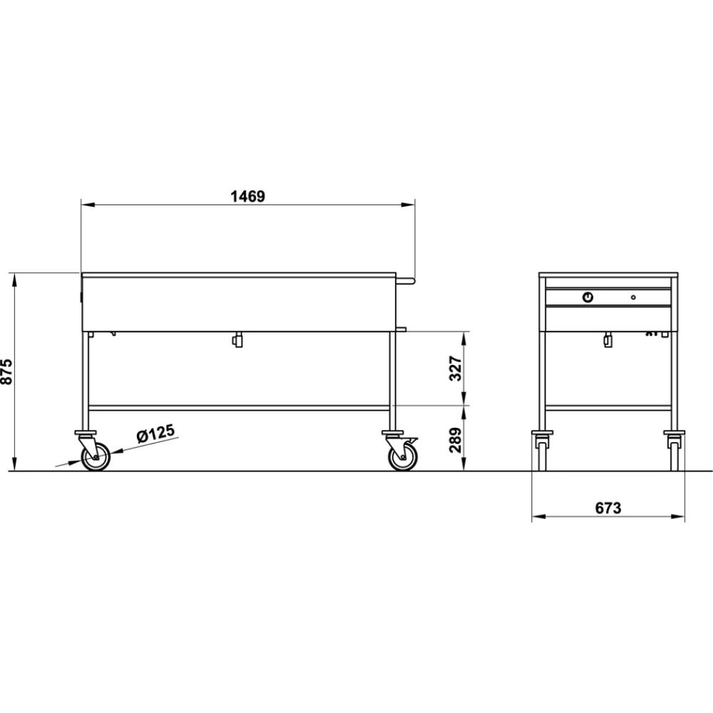 STAINLESS STEEL BAIN MARIE THERMIC TROLLEY CAPRICORNO 4 GN1/1