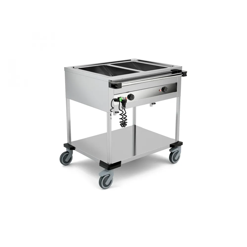 STAINLESS STEEL BAIN MARIE TROLLEY WITH FRONT CONTROL PANELS COMPASS 2 F SEP