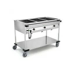 STAINLESS STEEL BAIN MARIE TROLLEY WITH FRONT CONTROL PANELS COMPASS 3 F SEP