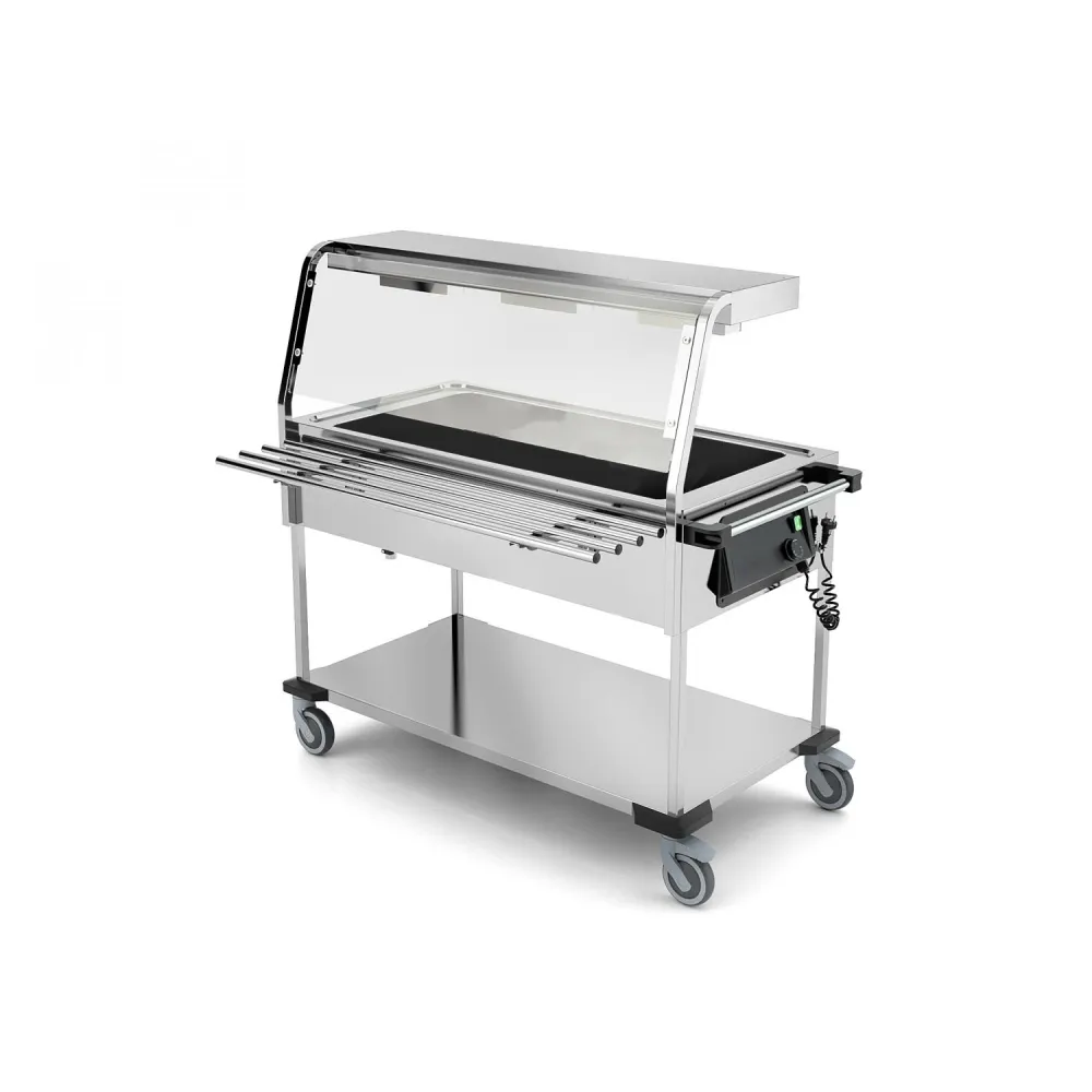 BAIN MARIE TROLLEY WITH HALOGEN LAMPS COMPASS 3 HALO