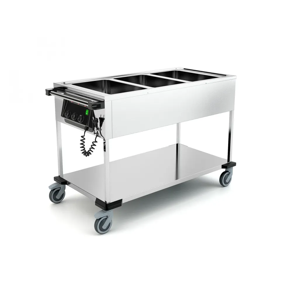 STAINLESS STEEL BAIN MARIE TROLLEY COMPASS 3 SEP