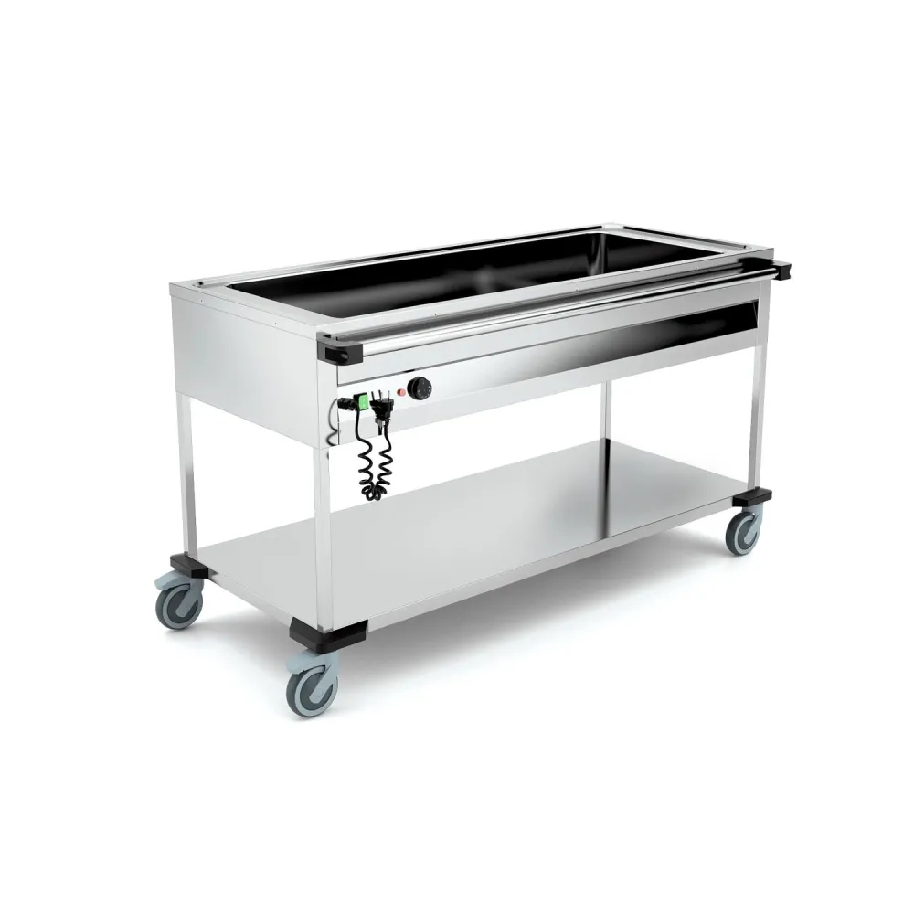 STAINLESS STEEL BAIN MARIE TROLLEY WITH FRONT CONTROL PANELS COMPASS 4 F