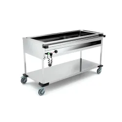 STAINLESS STEEL BAIN MARIE TROLLEY WITH FRONT CONTROL PANELS COMPASS 4 F