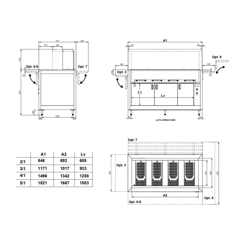 DRY HEATED BUFFET WITH HEATED LOWER COMPARTMENT OMNIA 4 DRY/SC