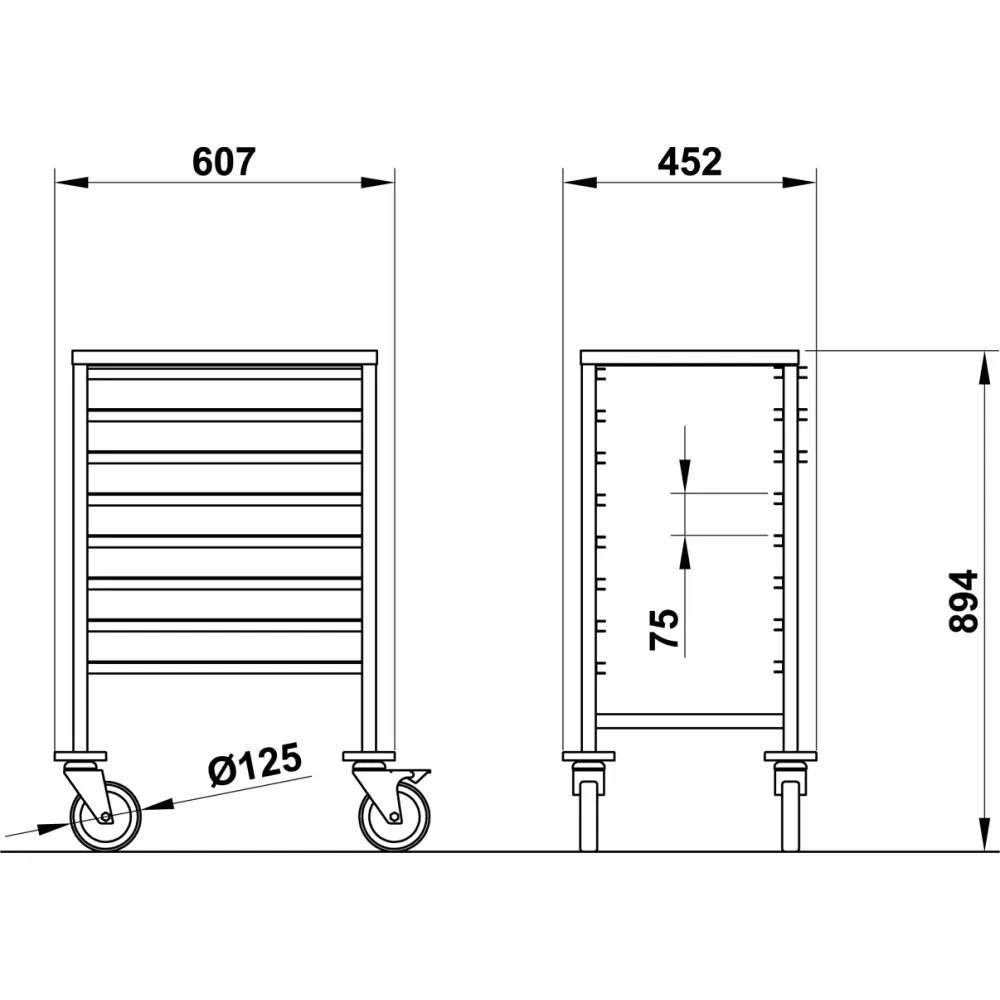 TROLLEY FOR  GN TRAYS VEGA GN1/1 C8