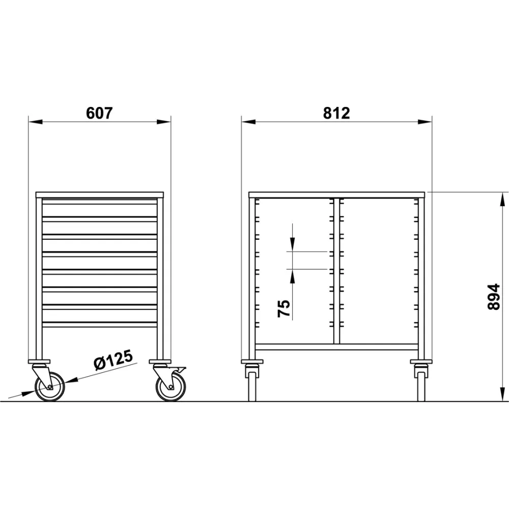 TROLLEY FOR  GN TRAYS VEGA GN1/1 C8+8