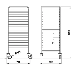TROLLEY FOR  GN TRAYS VEGA GN2/1 C16