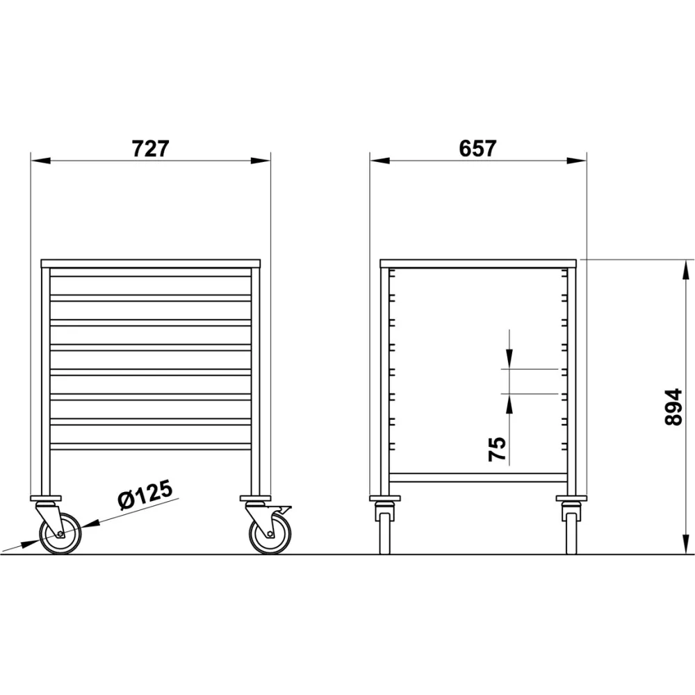 TROLLEY FOR  GN TRAYS VEGA GN2/1 C8