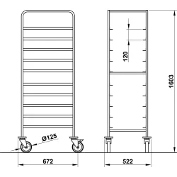 TROLLEY FOR BASKETS AND TRAYS VEGA 60x40 L10