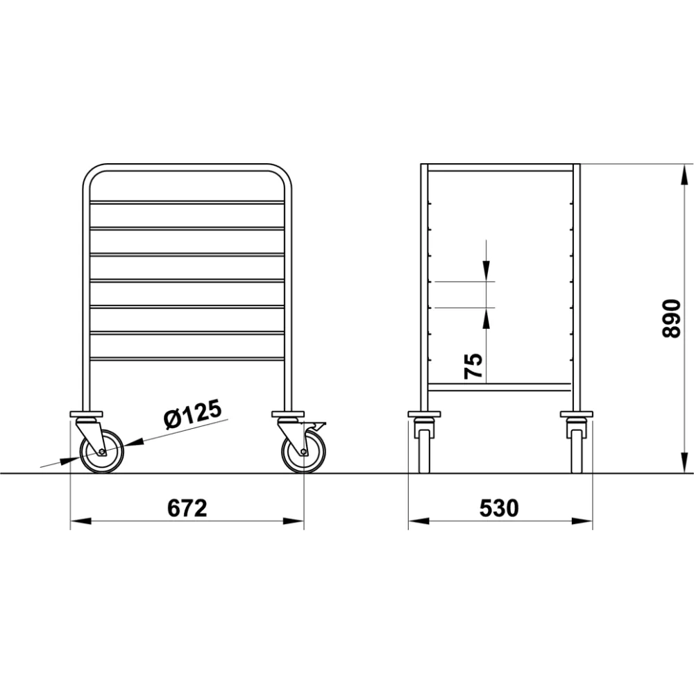 TROLLEY FOR BASKETS AND TRAYS VEGA 60x40 L8
