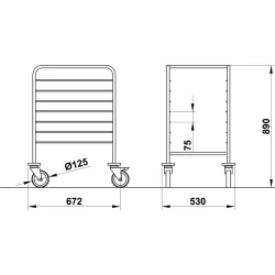 TROLLEY FOR BASKETS AND TRAYS VEGA 60x40 L8