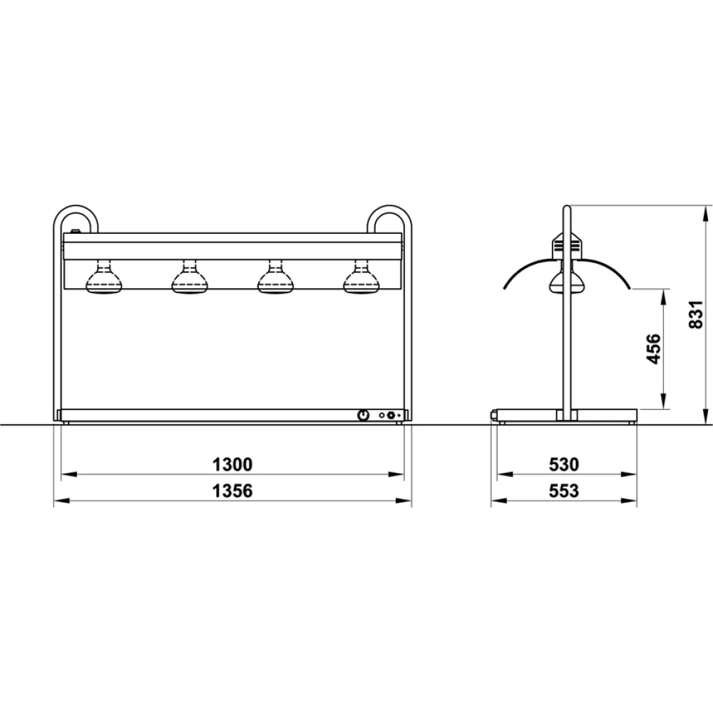 WARMING PLATE WITH INFRARED LAMPS STAND VULCANO 4/1 INFRA