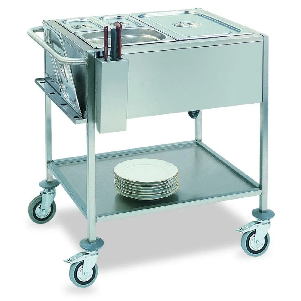 STAINLESS STEEL BAIN MARIE THERMIC TROLLEY CAPRICORNO 2GN 1/1