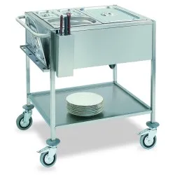 STAINLESS STEEL BAIN MARIE THERMIC TROLLEY CAPRICORNO 2GN 1/1