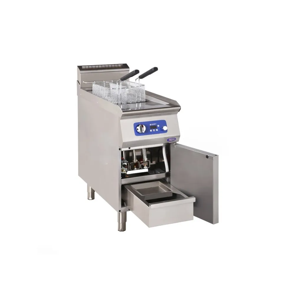 Gas fryer with cold zone and electronic control 1 x 22 L